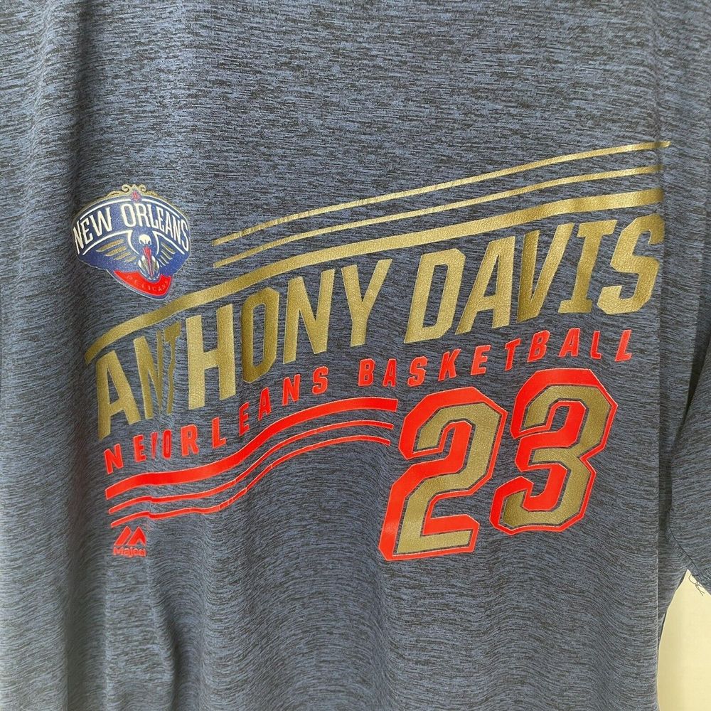 New Orleans Pelicans Majestic Cool Base Shirt, Large, Blue, Anthony Davis #23 - Picture 2 of 7